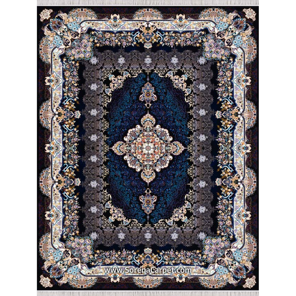 Machine-made carpet 1000 combs, navy blue pattern