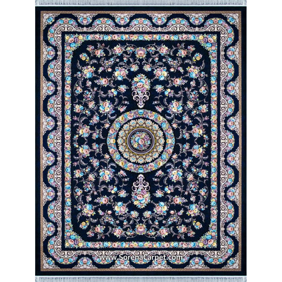 机制地毯 1000 梳子，海军蓝色花卉图案