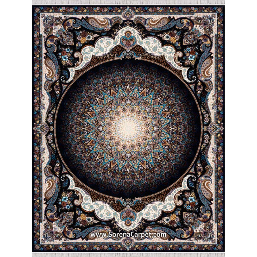 Machine-made carpet 1000 combs, dome design, navy blue enamel