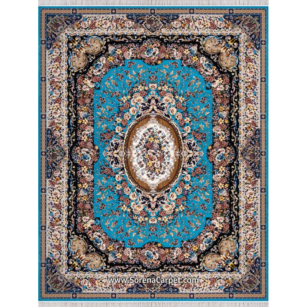 Machine-made carpet 1000 combs, blue Vanessa design