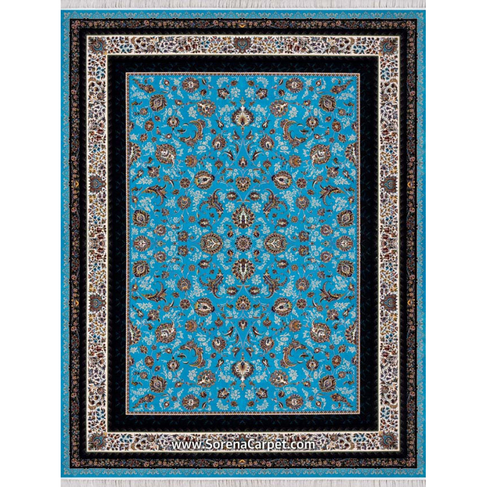 Machine-made carpet 1000 combs Vienna design blue