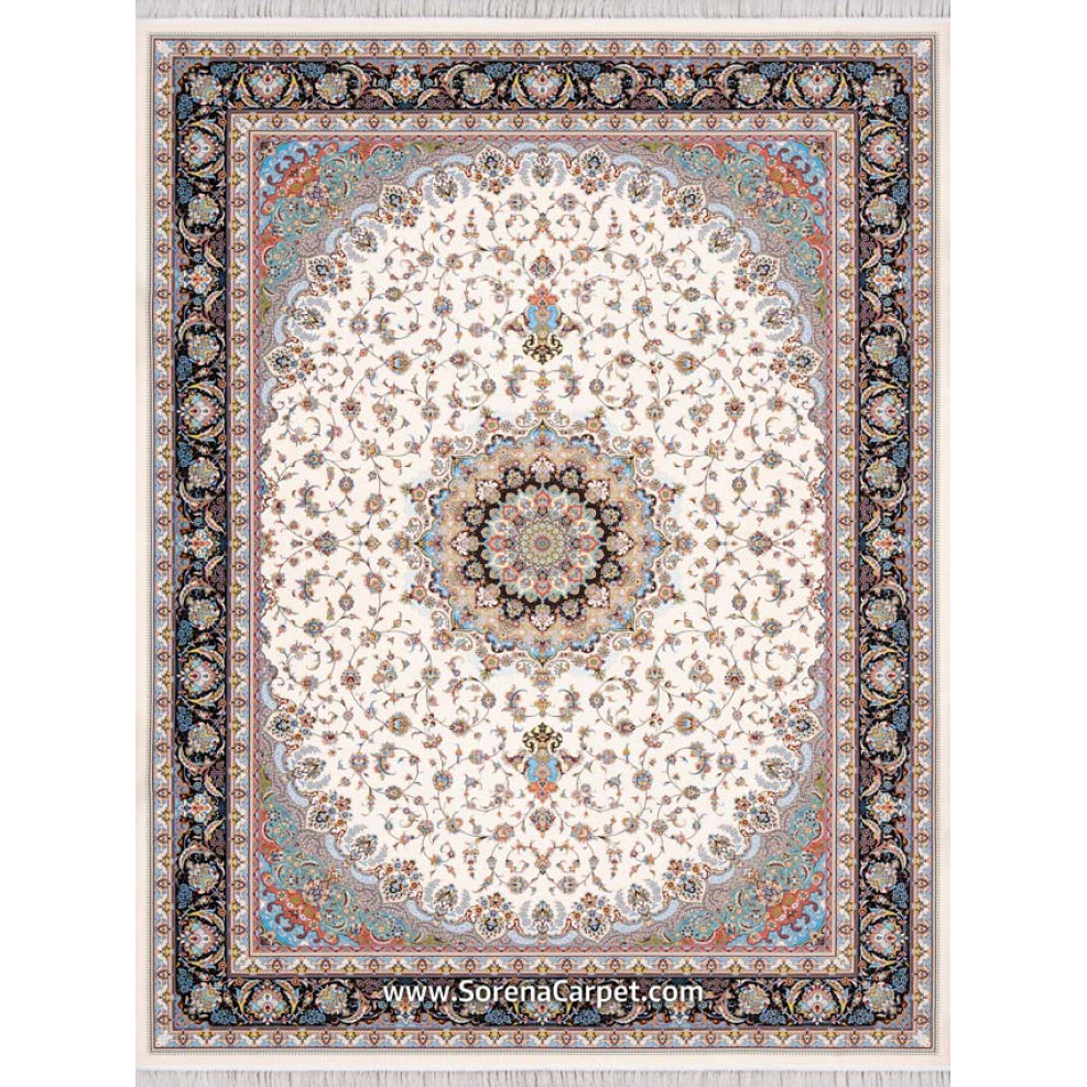 Machine-made carpet 1200 combs Isfahan cream design