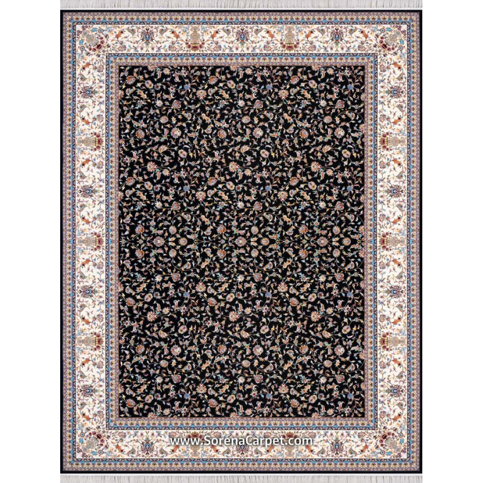 Machine-made carpet 1200 combs, navy blue Sahand design