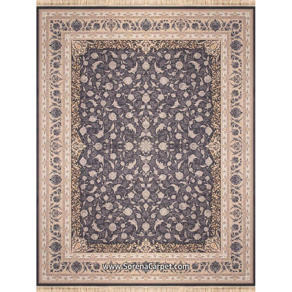 700 comb Kashan machine carpet, occasion design, metallic light, beige border