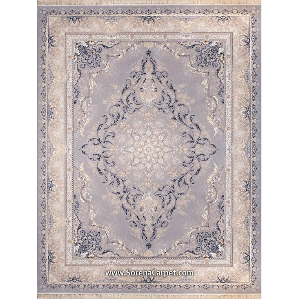 700 cm Kashan machine carpet, silver Amanda design