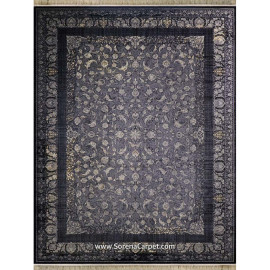 Ковер Kashan Machine 700 Comb, винтажный дизайн, черный